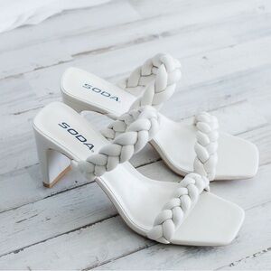 Soda Double Braided WHITE High Heel Sandal. Size 6.5. Worn ONCE